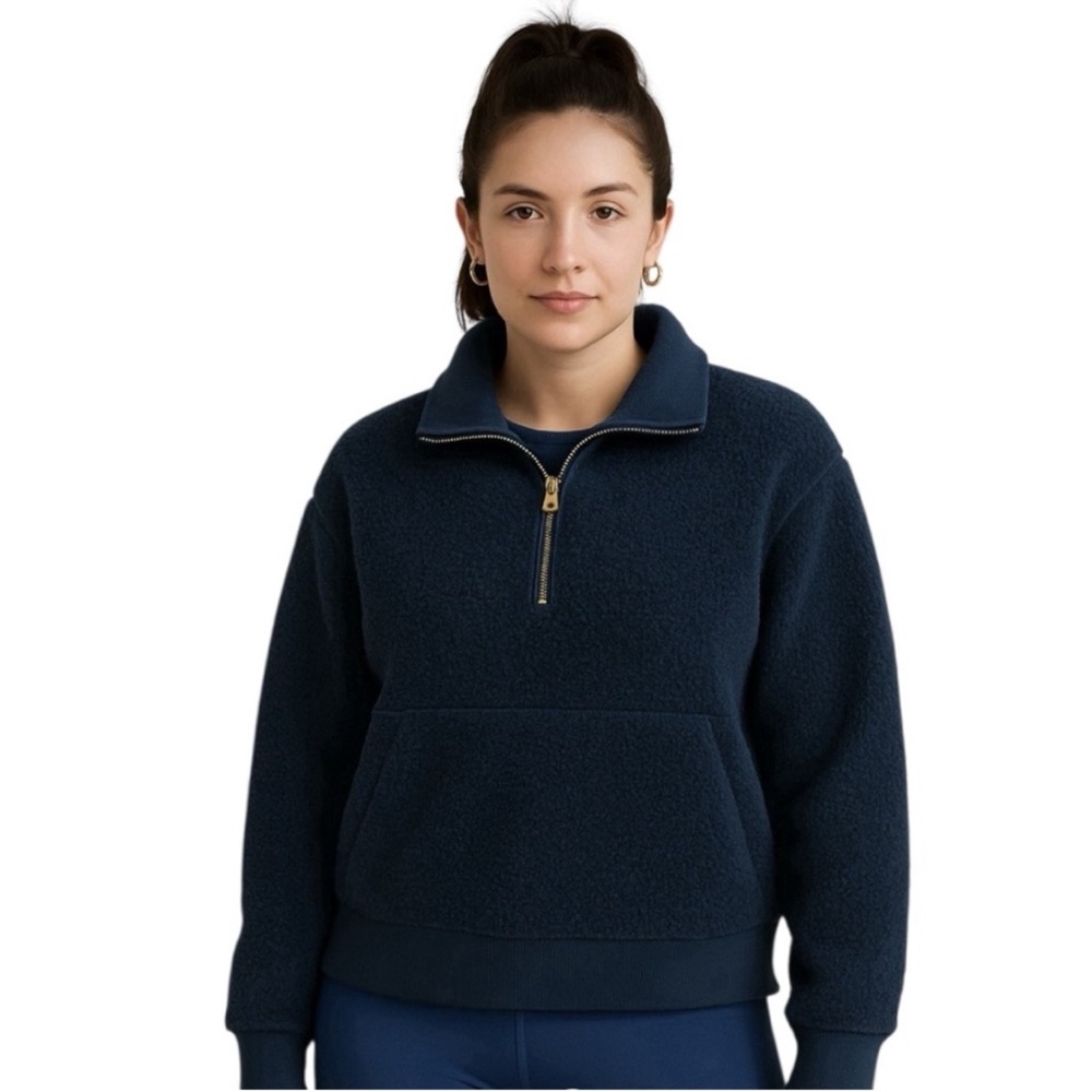 Joylab Navy Sherpa Quarter-Zip Pullover